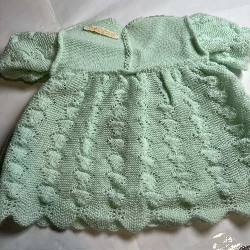 Vintage Perzo Baby Knit Dress
Mint Green Handcrafted Acrylic
New Tag - Picture 10 of 14